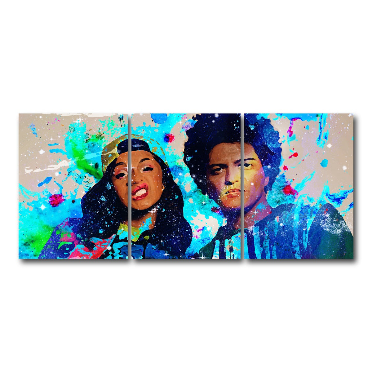 AUTO-MOCKUP WHITE | Bruno Mars & Cardi B | 3 Piece | Gallery Wrap Canvas | group=18x24