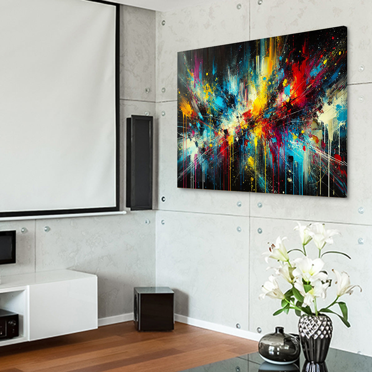 Brush Stroke and Splashes Dark Wall Art