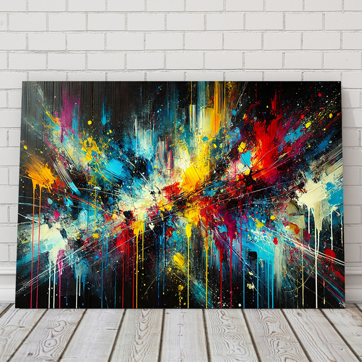 Brush Stroke and Splashes Dark Wall Art