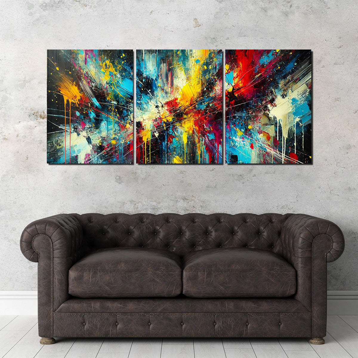 Brush Stroke and Splashes Dark Wall Art