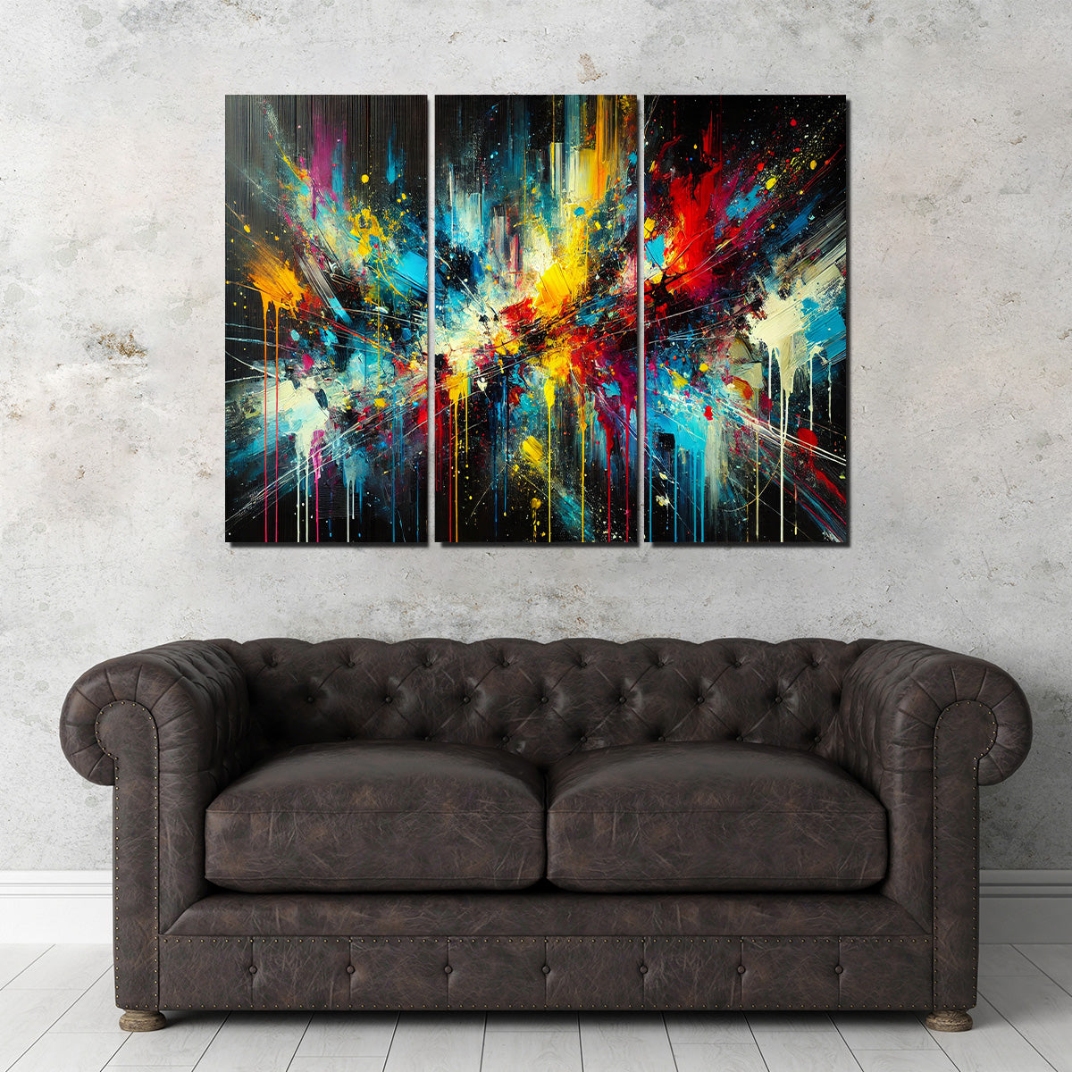 Brush Stroke and Splashes Dark Wall Art