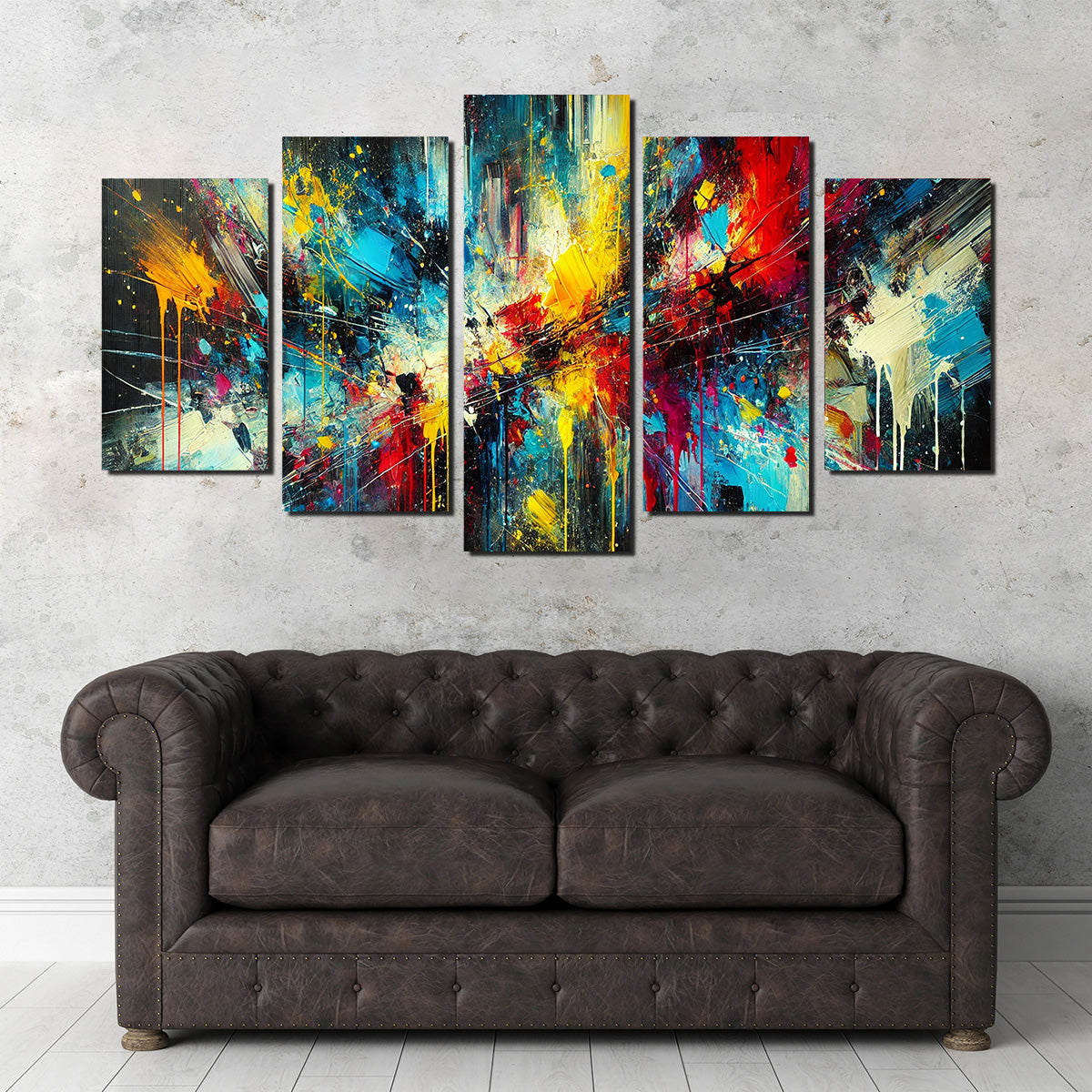 Brush Stroke and Splashes Dark Wall Art