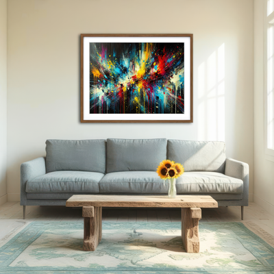 AUTO-MOCKUP ROOM | Brush Stroke and Splashes Dark Wall Art