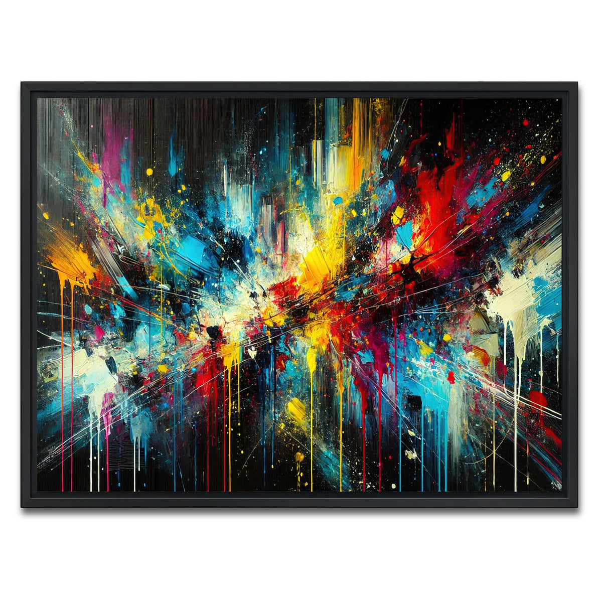 AUTO-MOCKUP WHITE | Brush Stroke and Splashes Dark | 1 Piece | Black Framed Canvas | group=4x3
