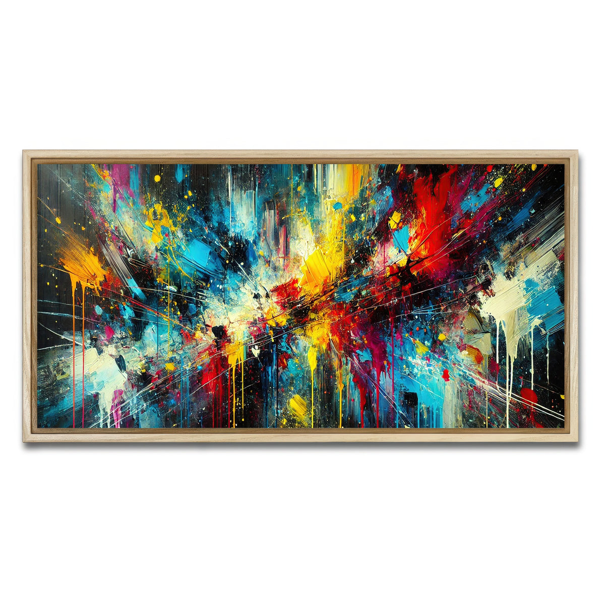 AUTO-MOCKUP WHITE | Brush Stroke and Splashes Dark | 1 Piece | Natural Framed Canvas | group=2x1