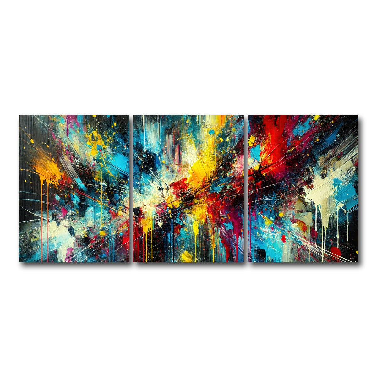 AUTO-MOCKUP WHITE | Brush Stroke and Splashes Dark | 3 Piece | Gallery Wrap Canvas | group=18x24