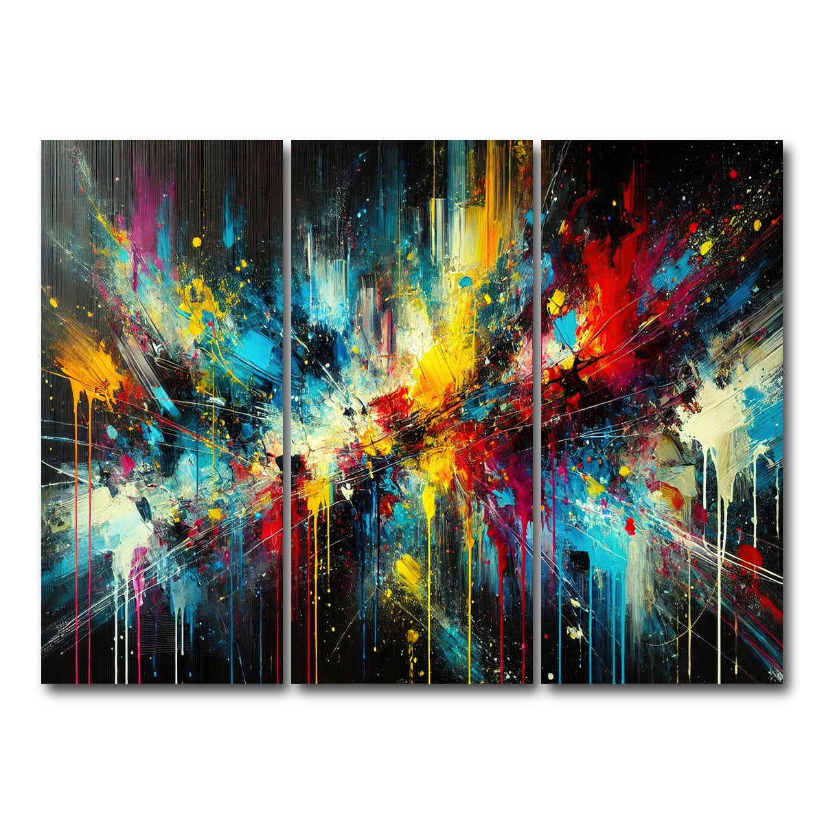 AUTO-MOCKUP WHITE | Brush Stroke and Splashes Dark | 3 Piece | Gallery Wrap Canvas | group=8x18