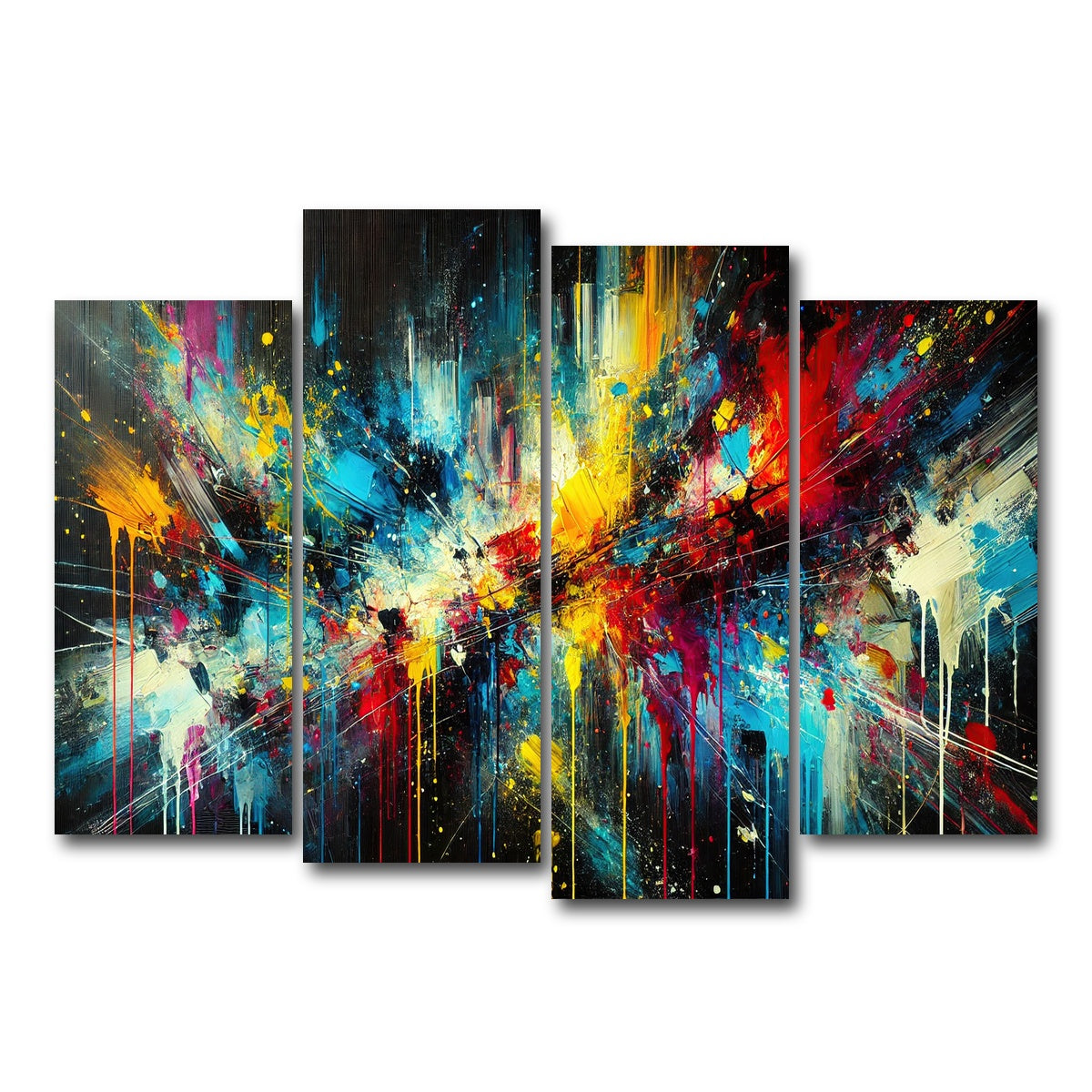 AUTO-MOCKUP WHITE | Brush Stroke and Splashes Dark | 4 Piece | Gallery Wrap Canvas | group=4_normal