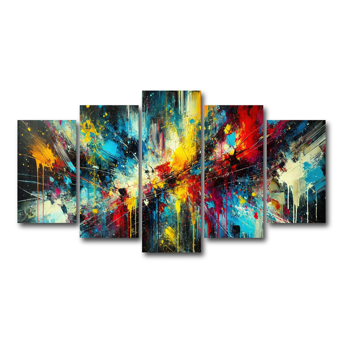 AUTO-MOCKUP WHITE | Brush Stroke and Splashes Dark | 5 Piece | Gallery Wrap Canvas | group=5_normal