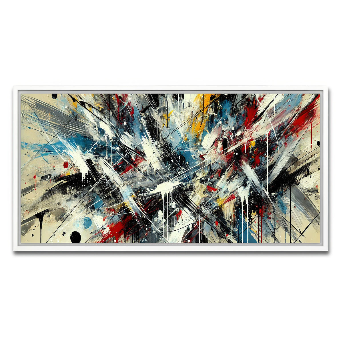 AUTO-MOCKUP WHITE | Brush Stroke and Splashes | 1 Piece | White Framed Canvas | group=2x1