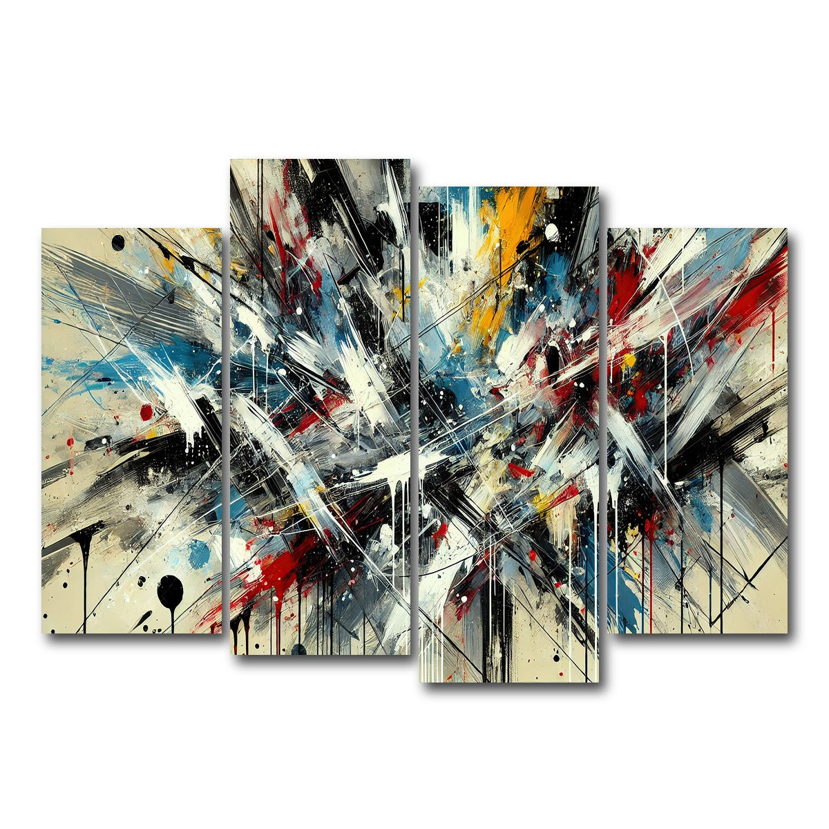 AUTO-MOCKUP WHITE | Brush Stroke and Splashes | 4 Piece | Gallery Wrap Canvas | group=4_normal