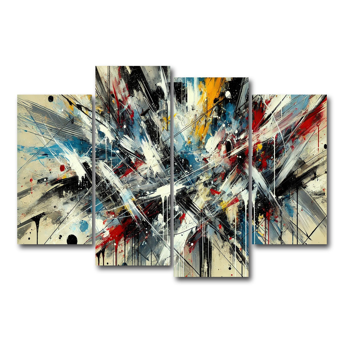 AUTO-MOCKUP WHITE | Brush Stroke and Splashes | 4 Piece | Gallery Wrap Canvas | group=4_short