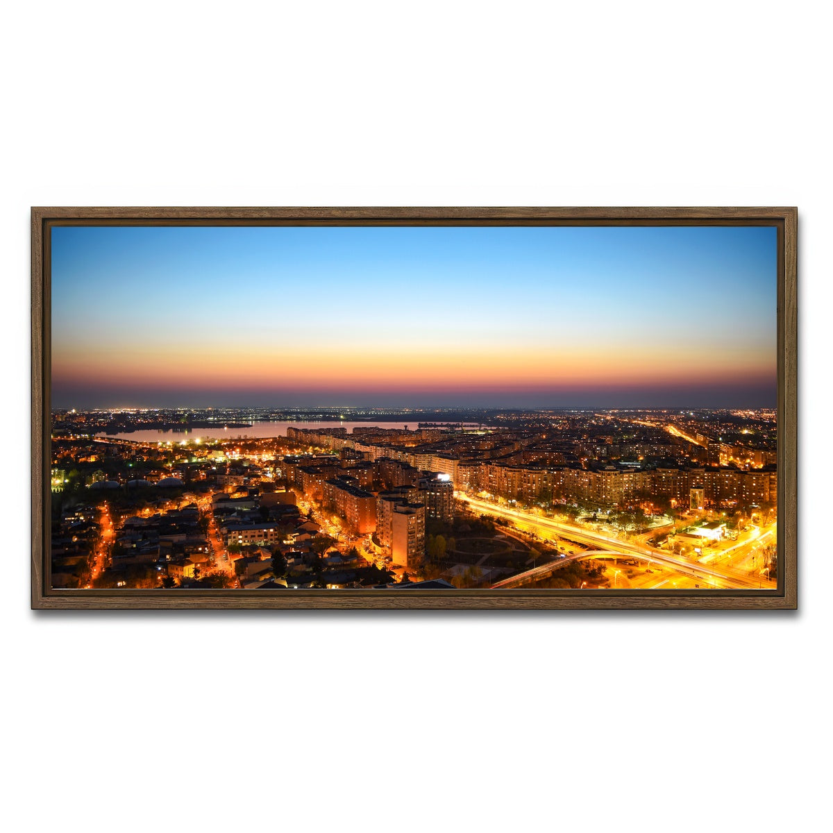 AUTO-MOCKUP WHITE | Bucharest Lights | 1 Piece | Walnut Framed Canvas | group=2x1