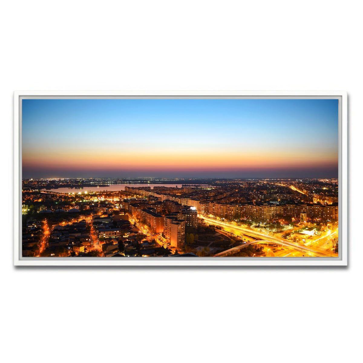 AUTO-MOCKUP WHITE | Bucharest Lights | 1 Piece | White Framed Canvas | group=2x1