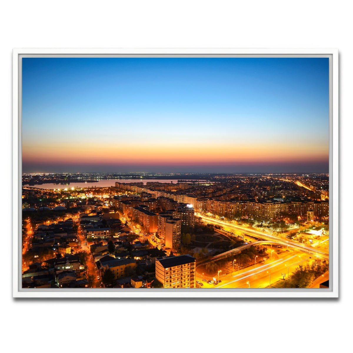 AUTO-MOCKUP WHITE | Bucharest Lights | 1 Piece | White Framed Canvas | group=4x3