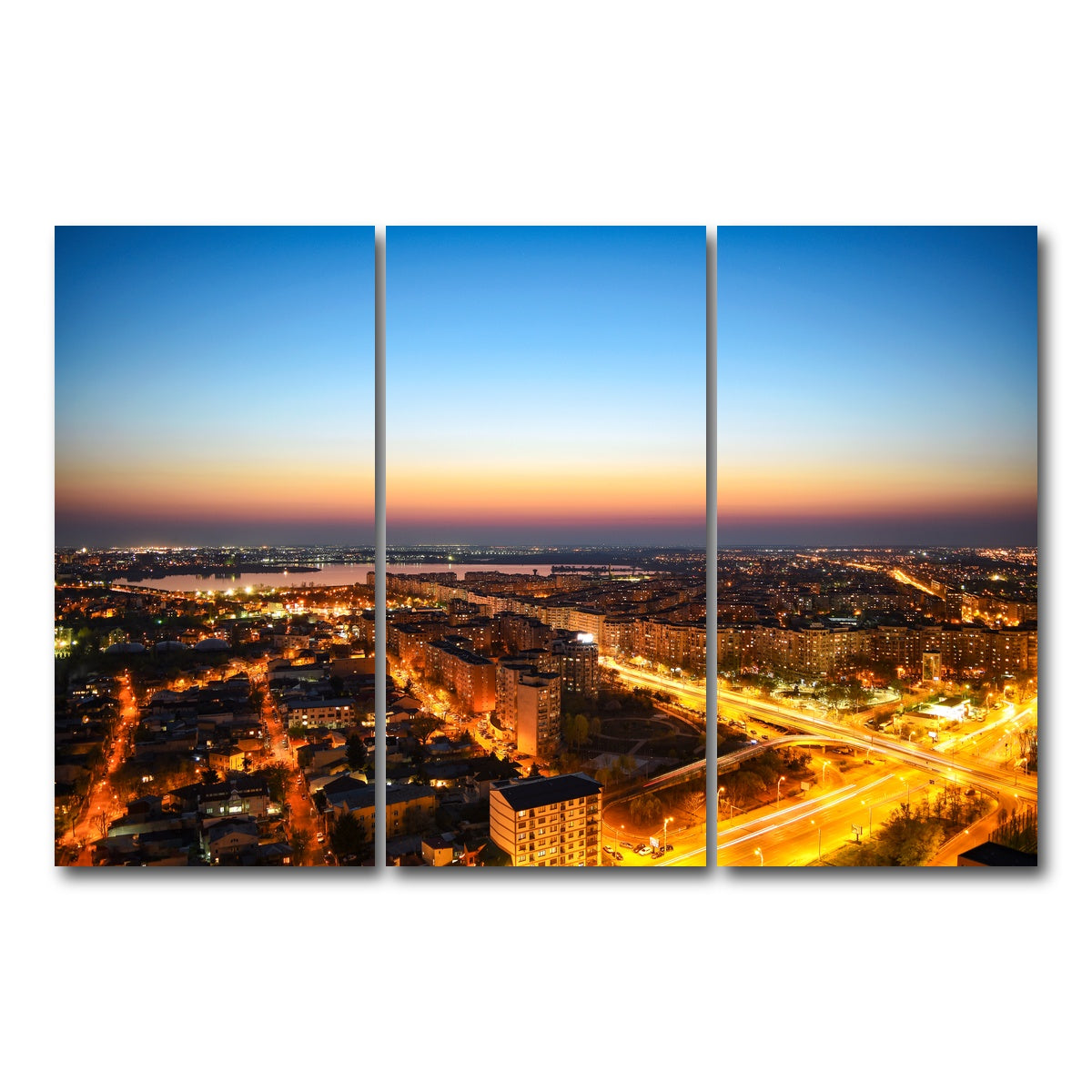 AUTO-MOCKUP WHITE | Bucharest Lights | 3 Piece | Gallery Wrap Canvas | group=12x24