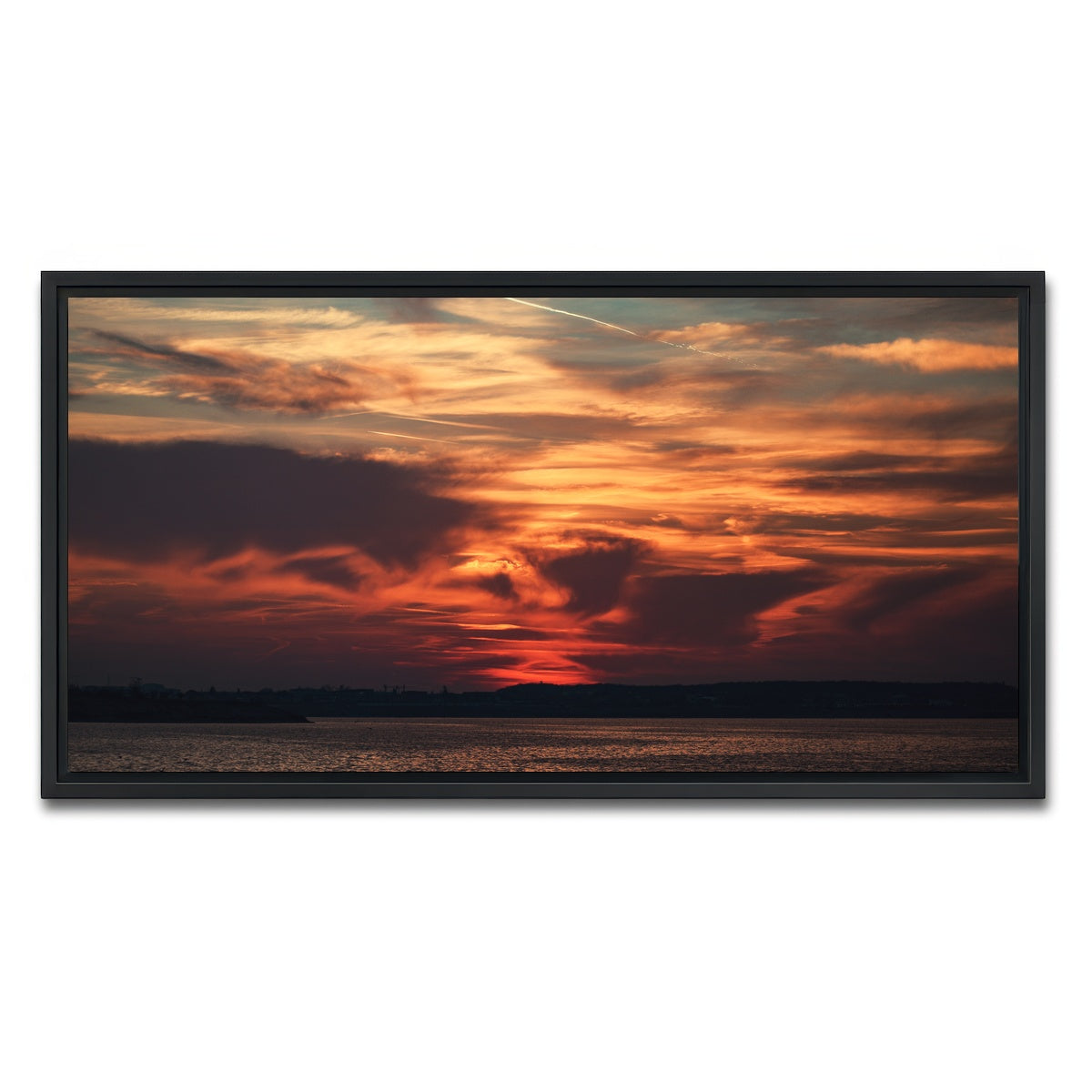 AUTO-MOCKUP WHITE | Bucharest Sunset 10 | 1 Piece | Black Framed Canvas | group=2x1