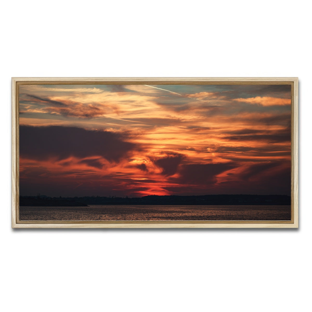 AUTO-MOCKUP WHITE | Bucharest Sunset 10 | 1 Piece | Natural Framed Canvas | group=2x1