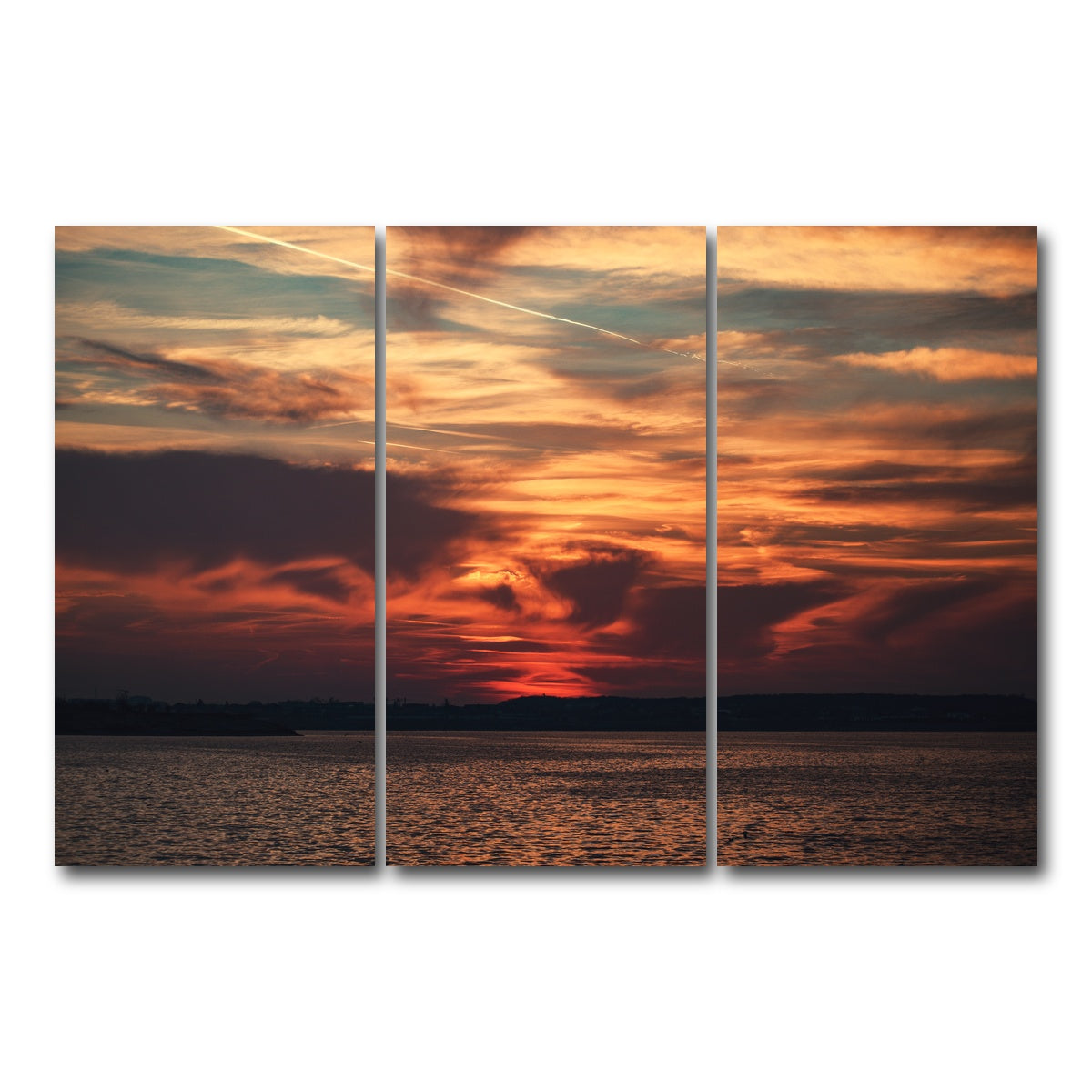 AUTO-MOCKUP WHITE | Bucharest Sunset 10 | 3 Piece | Gallery Wrap Canvas | group=12x24