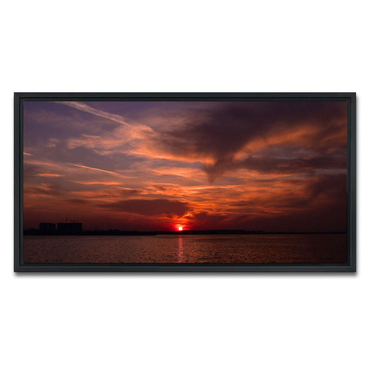 AUTO-MOCKUP WHITE | Bucharest Sunset 1 | 1 Piece | Black Framed Canvas | group=2x1