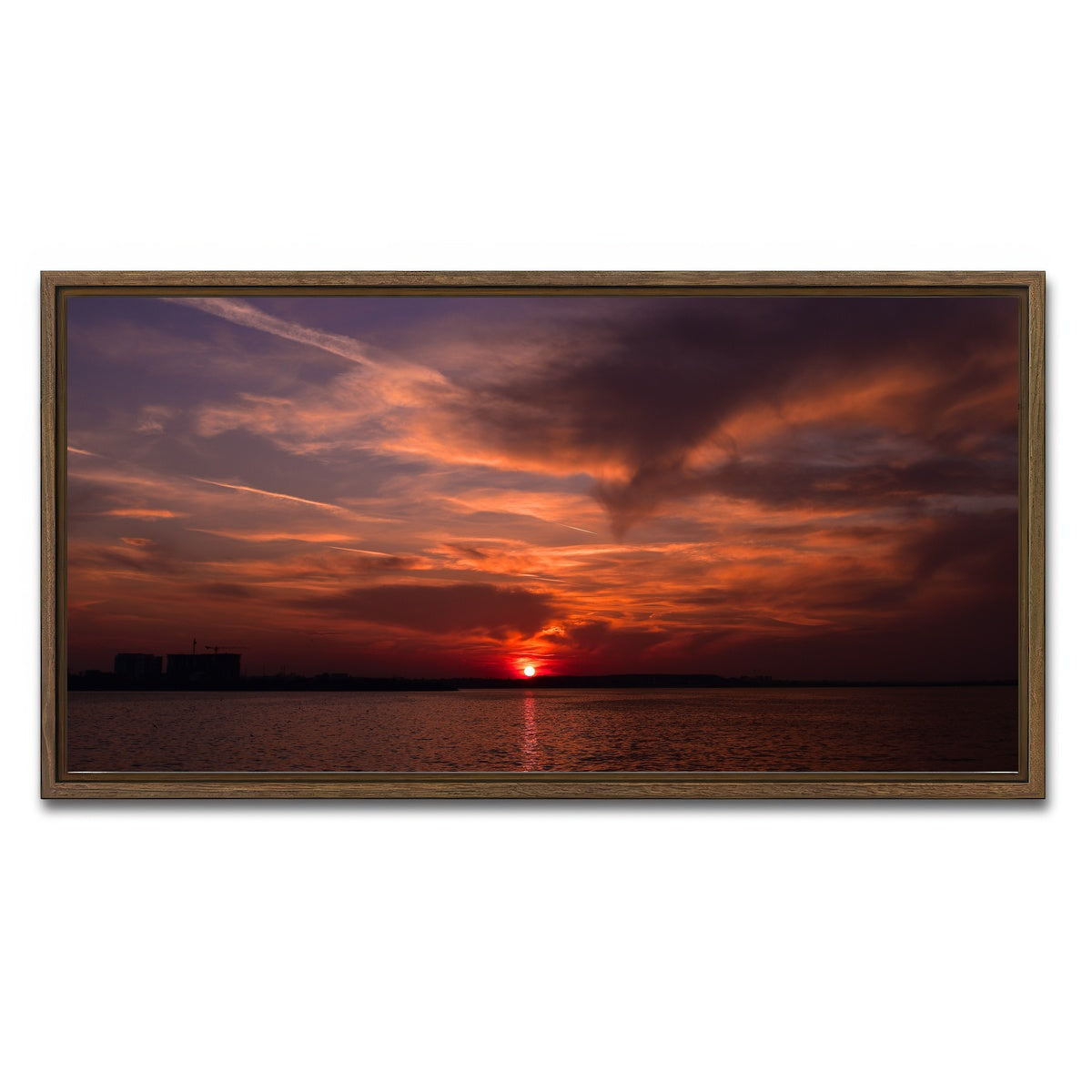 AUTO-MOCKUP WHITE | Bucharest Sunset 1 | 1 Piece | Walnut Framed Canvas | group=2x1