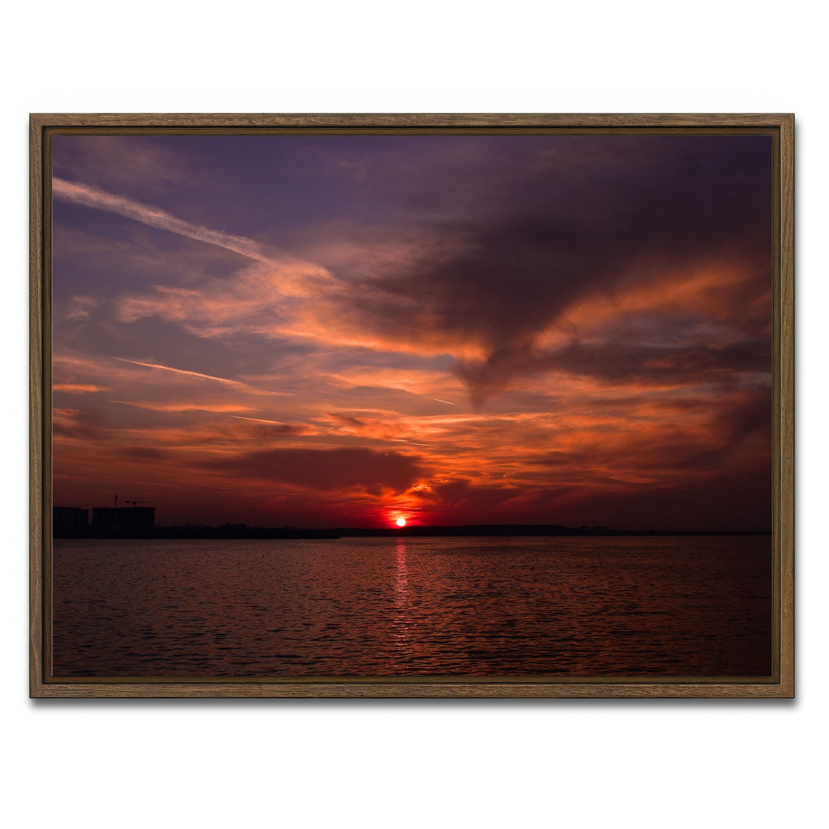 AUTO-MOCKUP WHITE | Bucharest Sunset 1 | 1 Piece | Walnut Framed Canvas | group=4x3