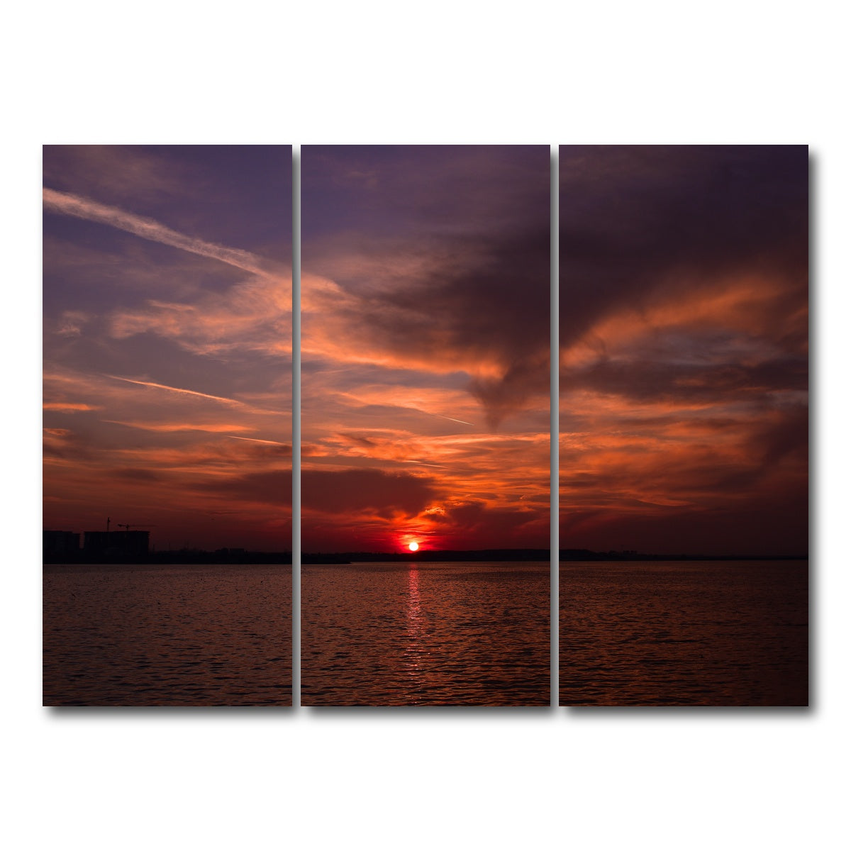 AUTO-MOCKUP WHITE | Bucharest Sunset 1 | 3 Piece | Gallery Wrap Canvas | group=8x18