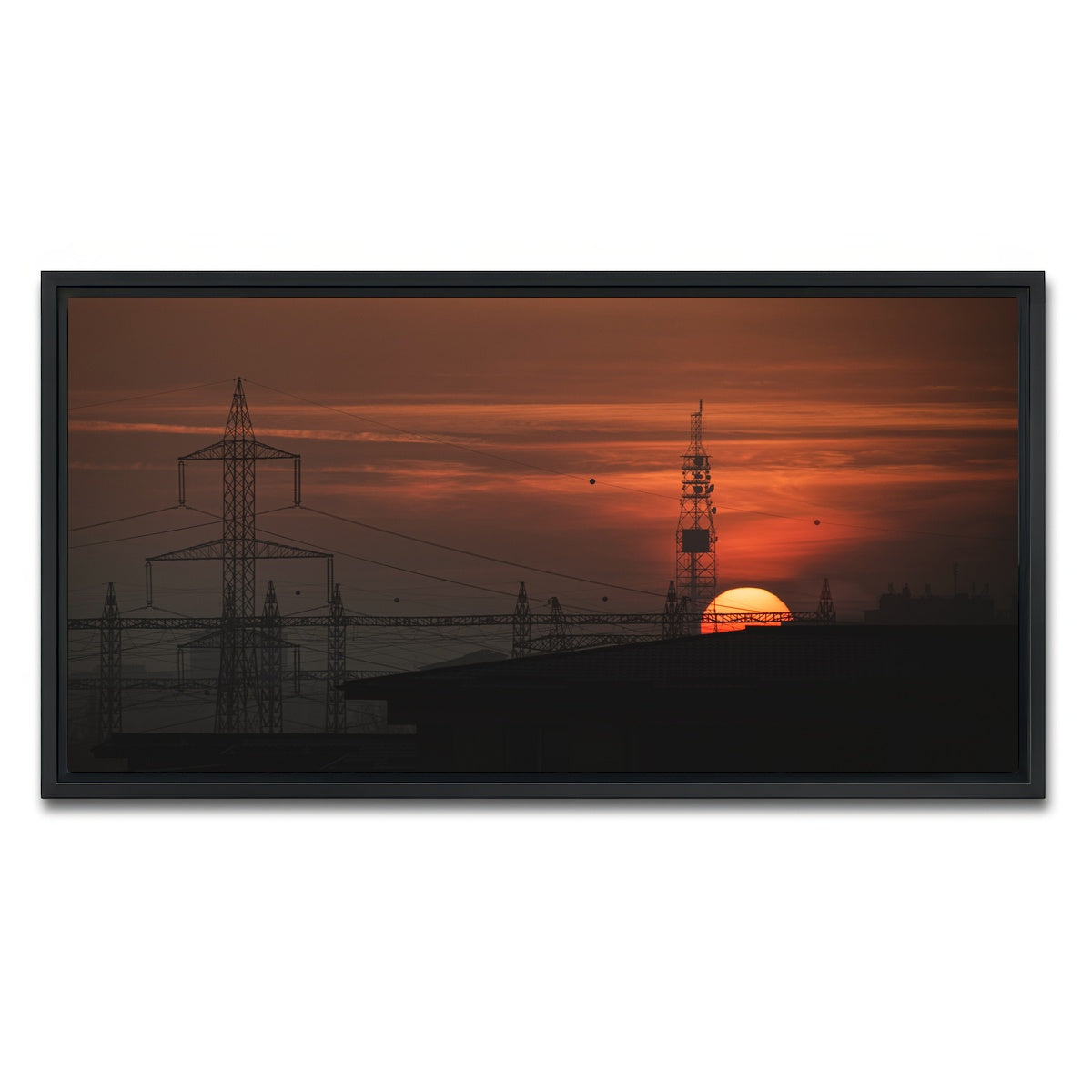 AUTO-MOCKUP WHITE | Bucharest Sunset 2 | 1 Piece | Black Framed Canvas | group=2x1