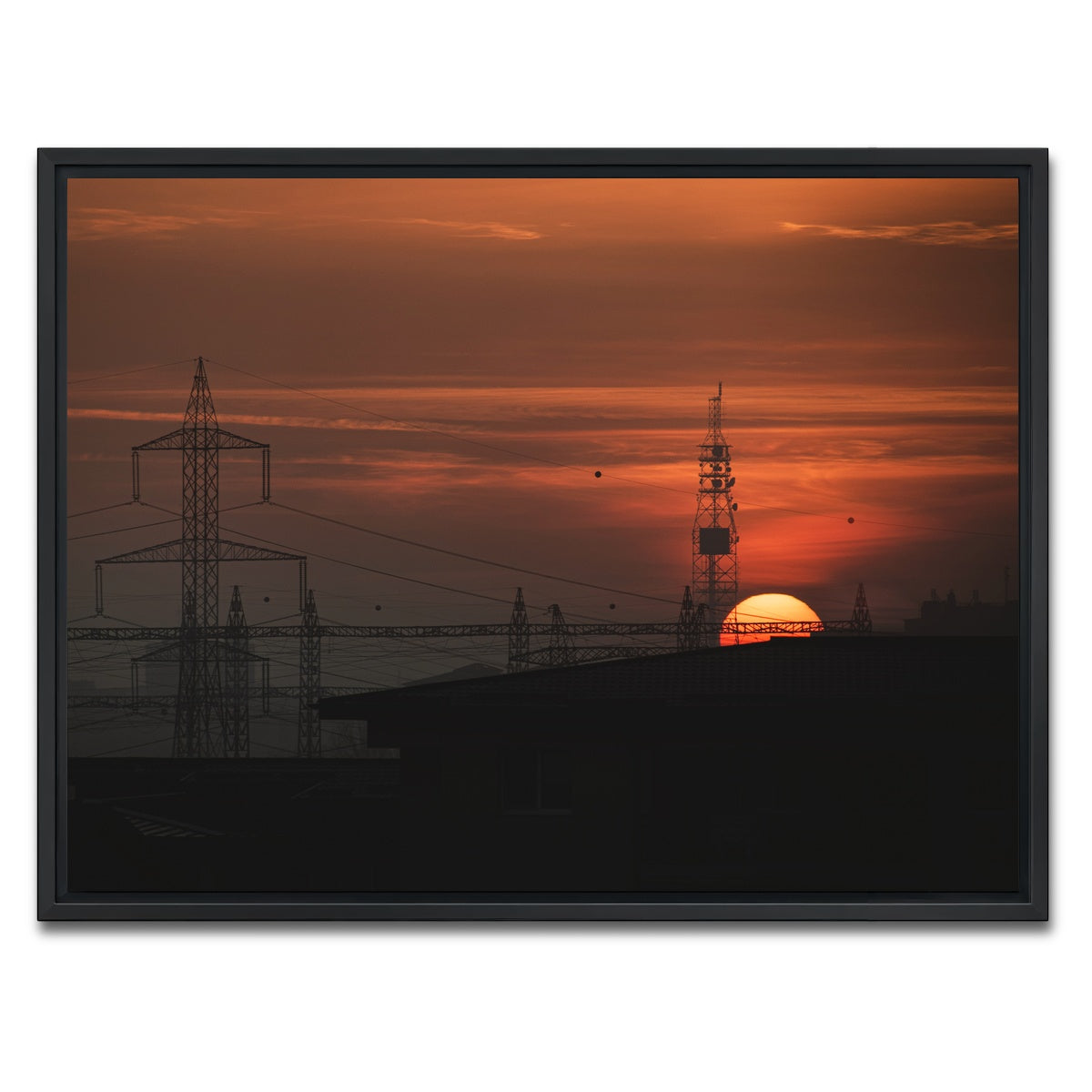 AUTO-MOCKUP WHITE | Bucharest Sunset 2 | 1 Piece | Black Framed Canvas | group=4x3