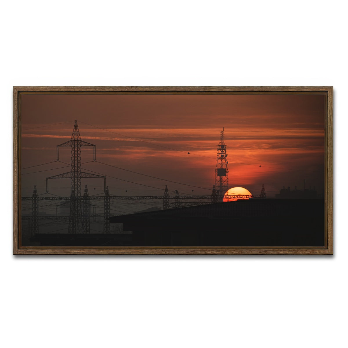 AUTO-MOCKUP WHITE | Bucharest Sunset 2 | 1 Piece | Walnut Framed Canvas | group=2x1