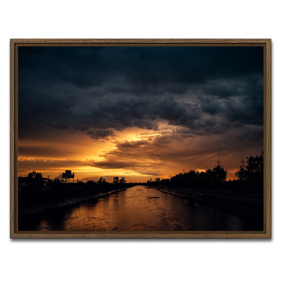 AUTO-MOCKUP WHITE | Bucharest Sunset 3 | 1 Piece | Walnut Framed Canvas | group=4x3