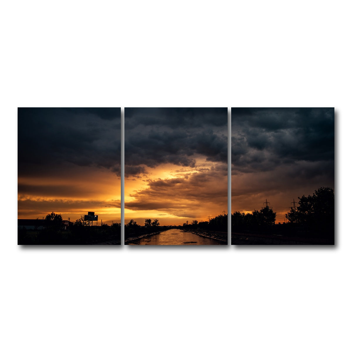 AUTO-MOCKUP WHITE | Bucharest Sunset 3 | 3 Piece | Gallery Wrap Canvas | group=18x24