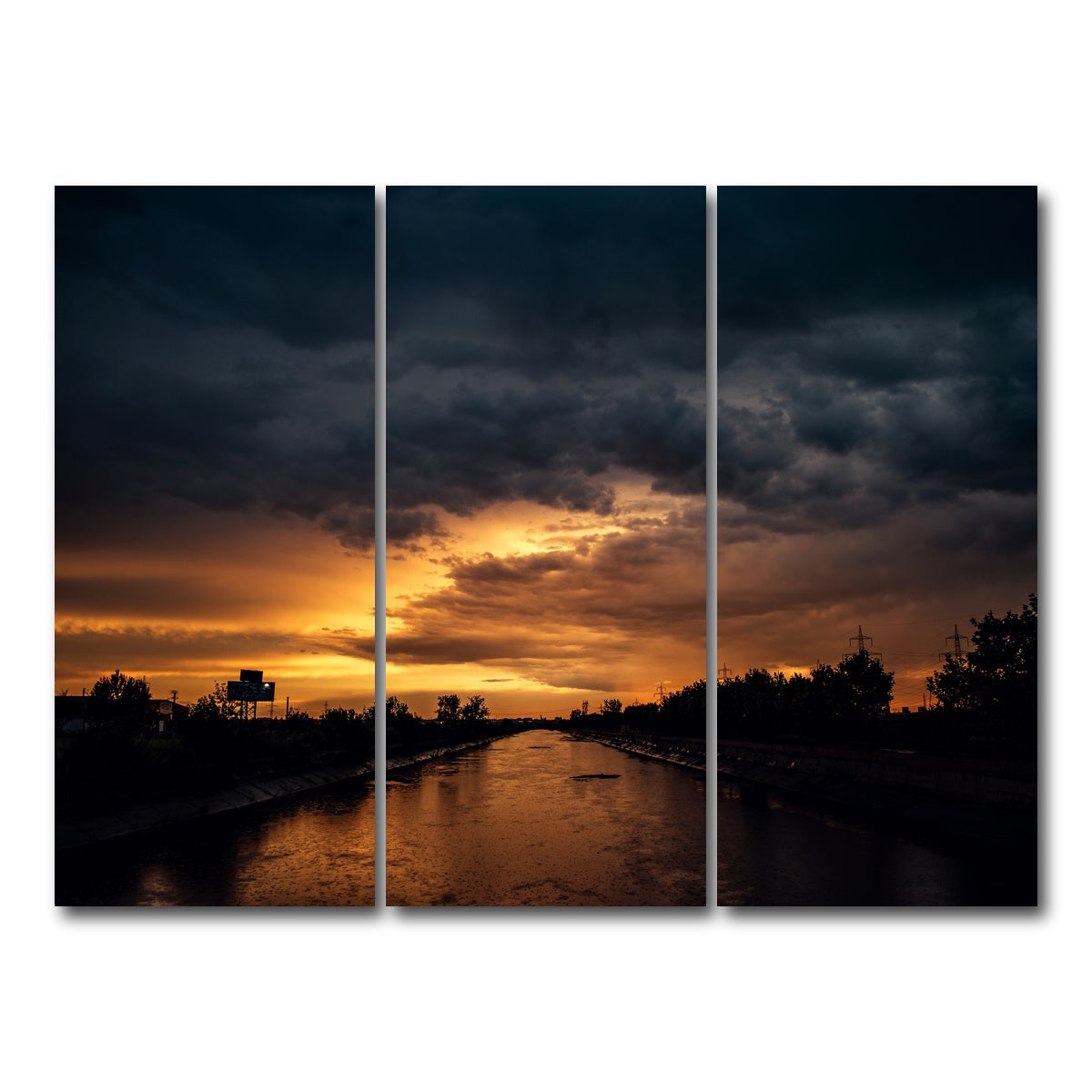 AUTO-MOCKUP WHITE | Bucharest Sunset 3 | 3 Piece | Gallery Wrap Canvas | group=8x18