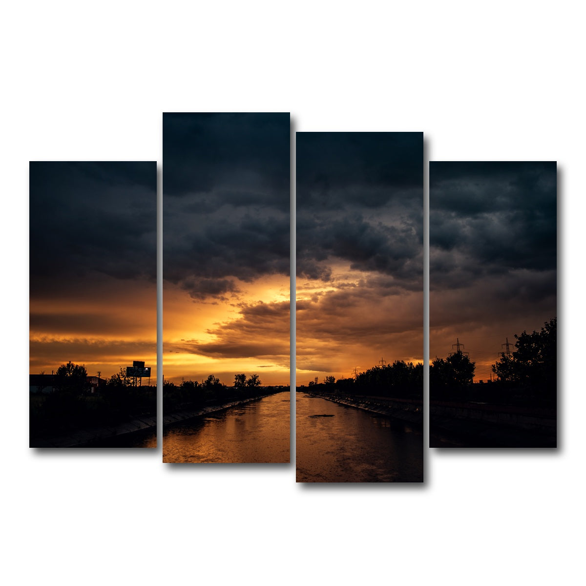 AUTO-MOCKUP WHITE | Bucharest Sunset 3 | 4 Piece | Gallery Wrap Canvas | group=4_normal