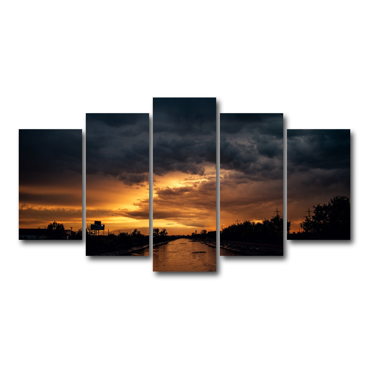 AUTO-MOCKUP WHITE | Bucharest Sunset 3 | 5 Piece | Gallery Wrap Canvas | group=5_normal