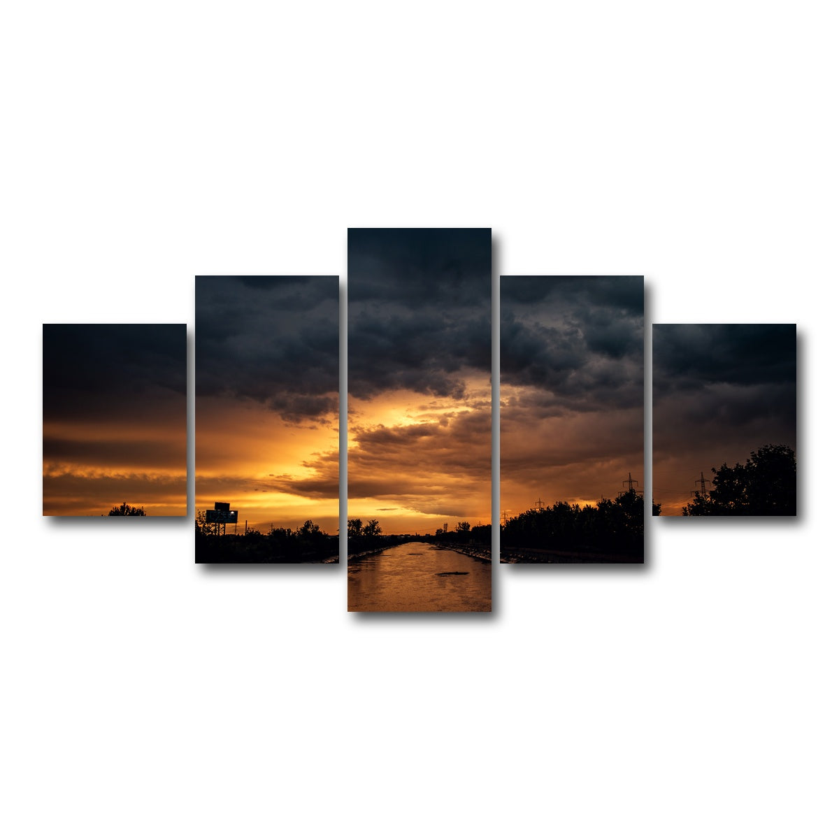 AUTO-MOCKUP WHITE | Bucharest Sunset 3 | 5 Piece | Gallery Wrap Canvas | group=5_short