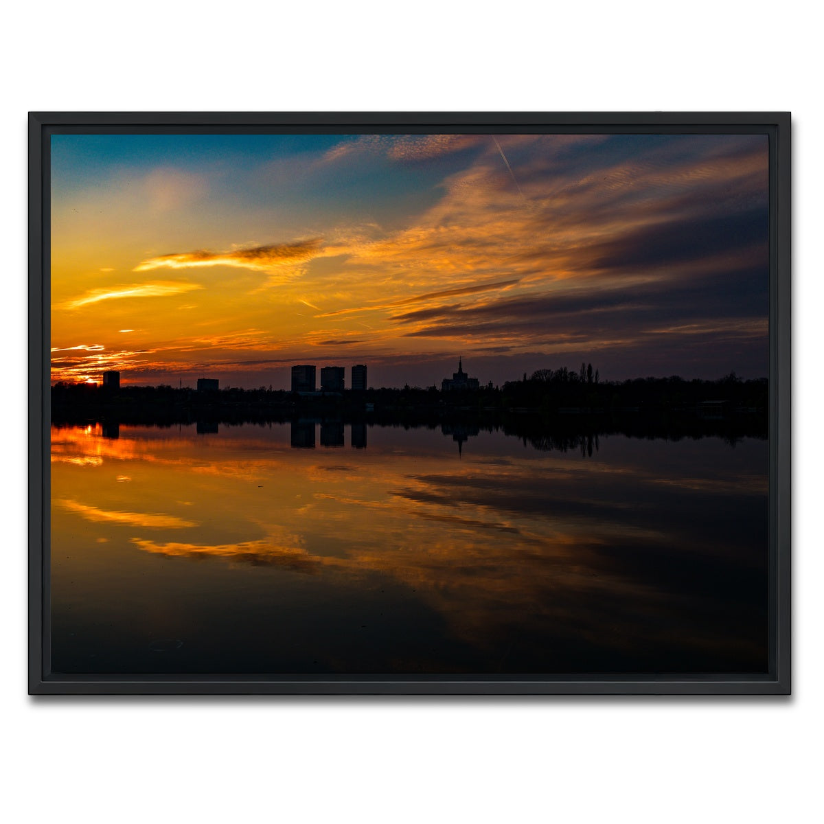 AUTO-MOCKUP WHITE | Bucharest Sunset 4 | 1 Piece | Black Framed Canvas | group=4x3