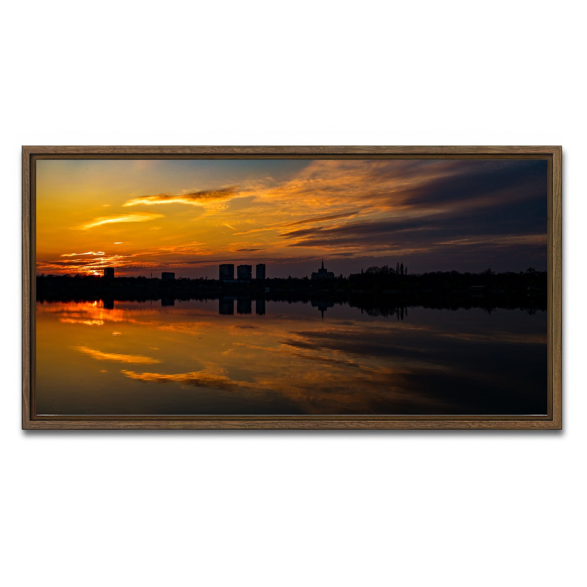 AUTO-MOCKUP WHITE | Bucharest Sunset 4 | 1 Piece | Walnut Framed Canvas | group=2x1