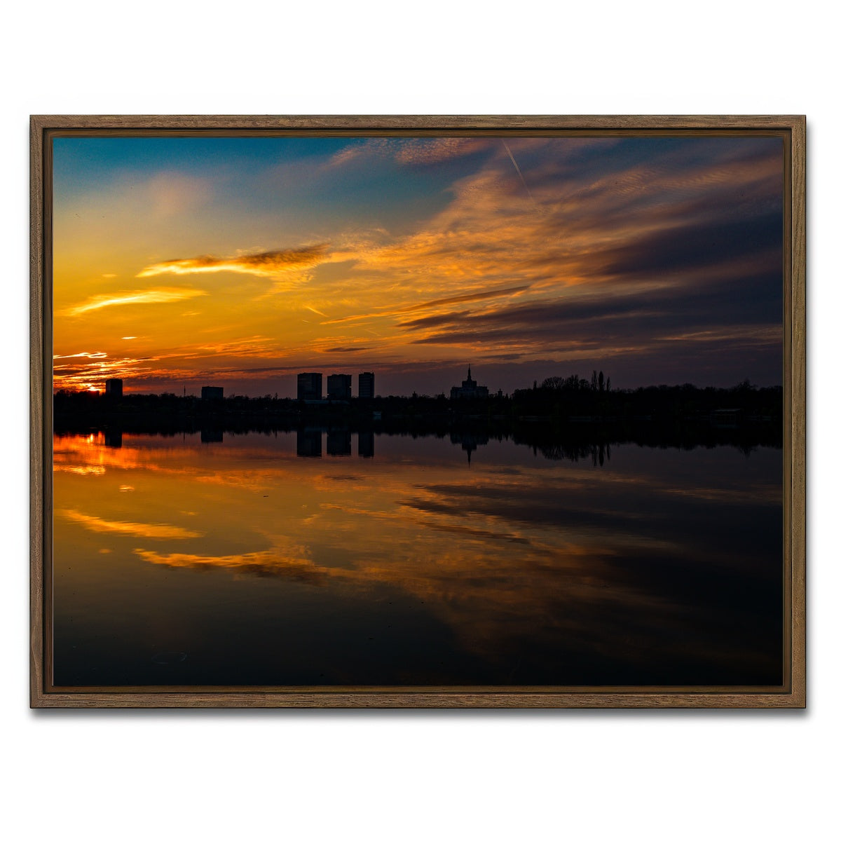 AUTO-MOCKUP WHITE | Bucharest Sunset 4 | 1 Piece | Walnut Framed Canvas | group=4x3