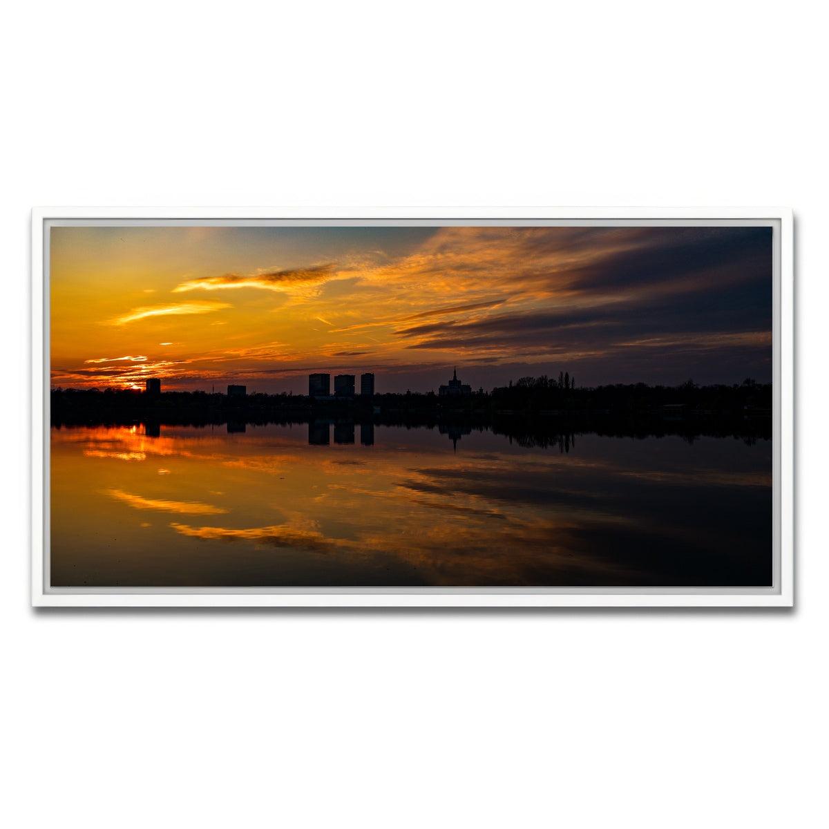 AUTO-MOCKUP WHITE | Bucharest Sunset 4 | 1 Piece | White Framed Canvas | group=2x1
