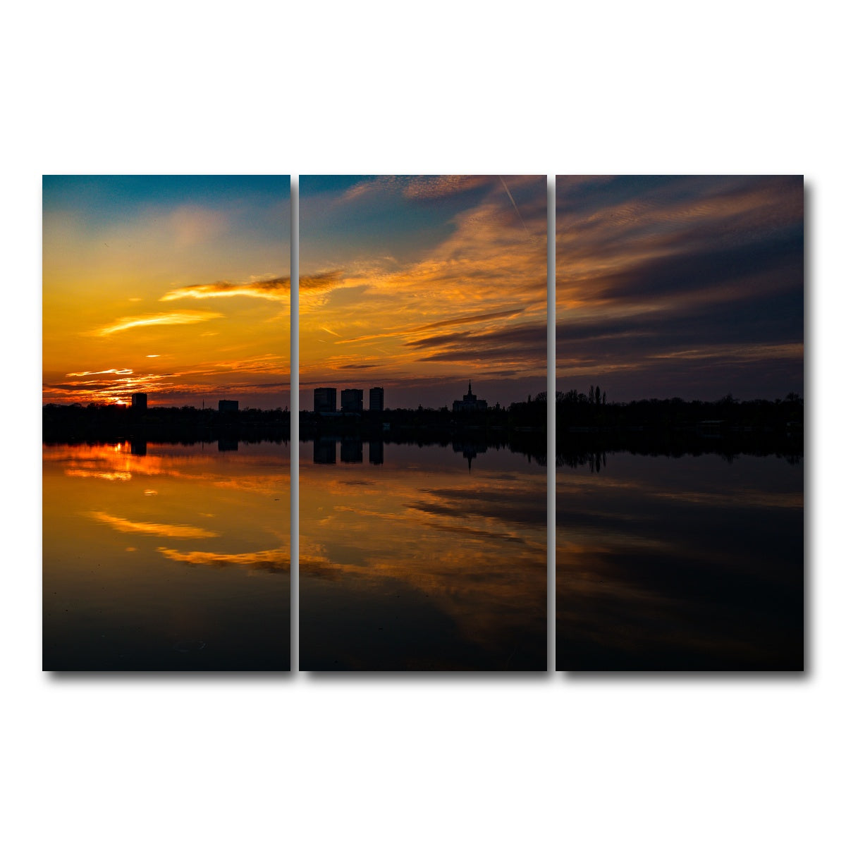 AUTO-MOCKUP WHITE | Bucharest Sunset 4 | 3 Piece | Gallery Wrap Canvas | group=12x24