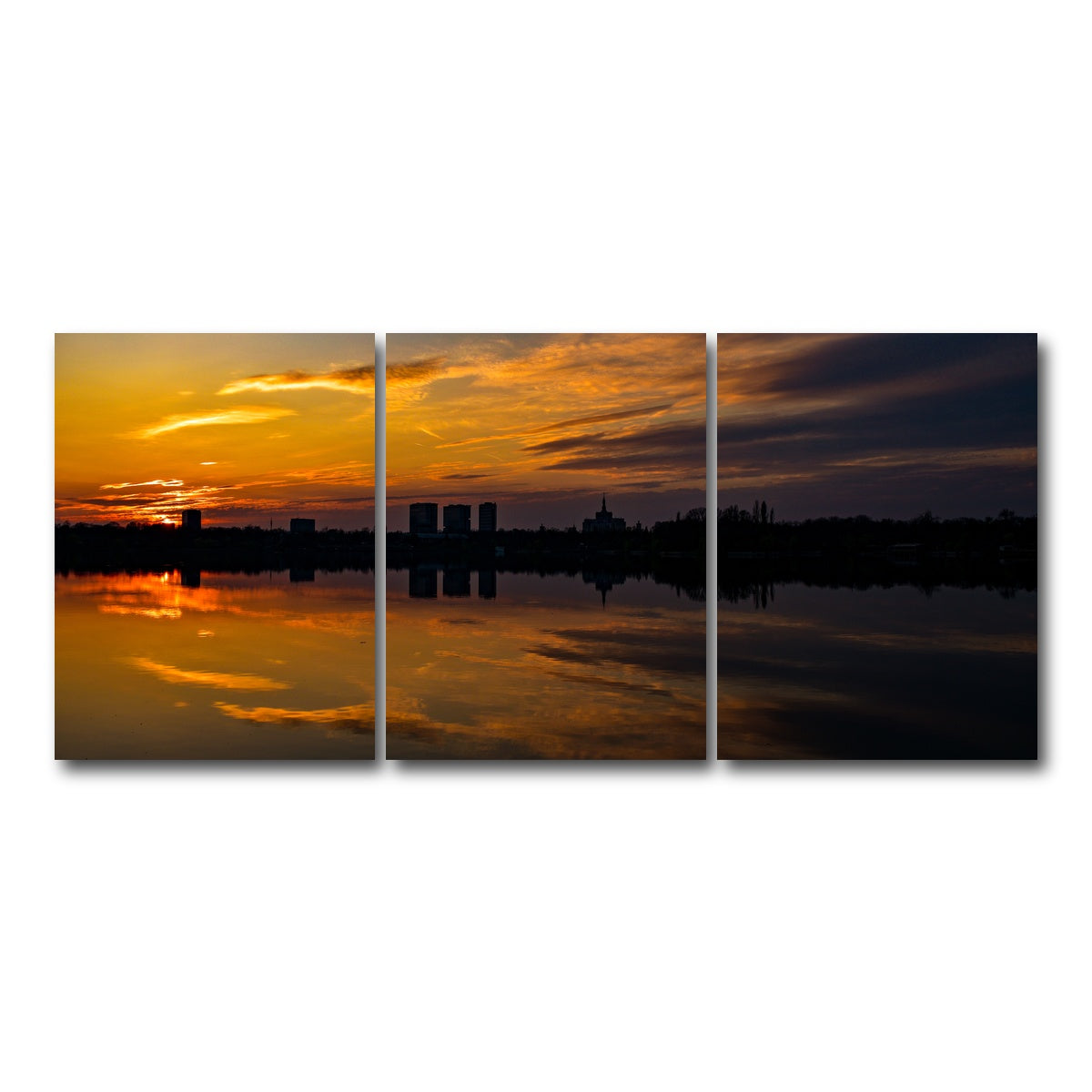 AUTO-MOCKUP WHITE | Bucharest Sunset 4 | 3 Piece | Gallery Wrap Canvas | group=18x24