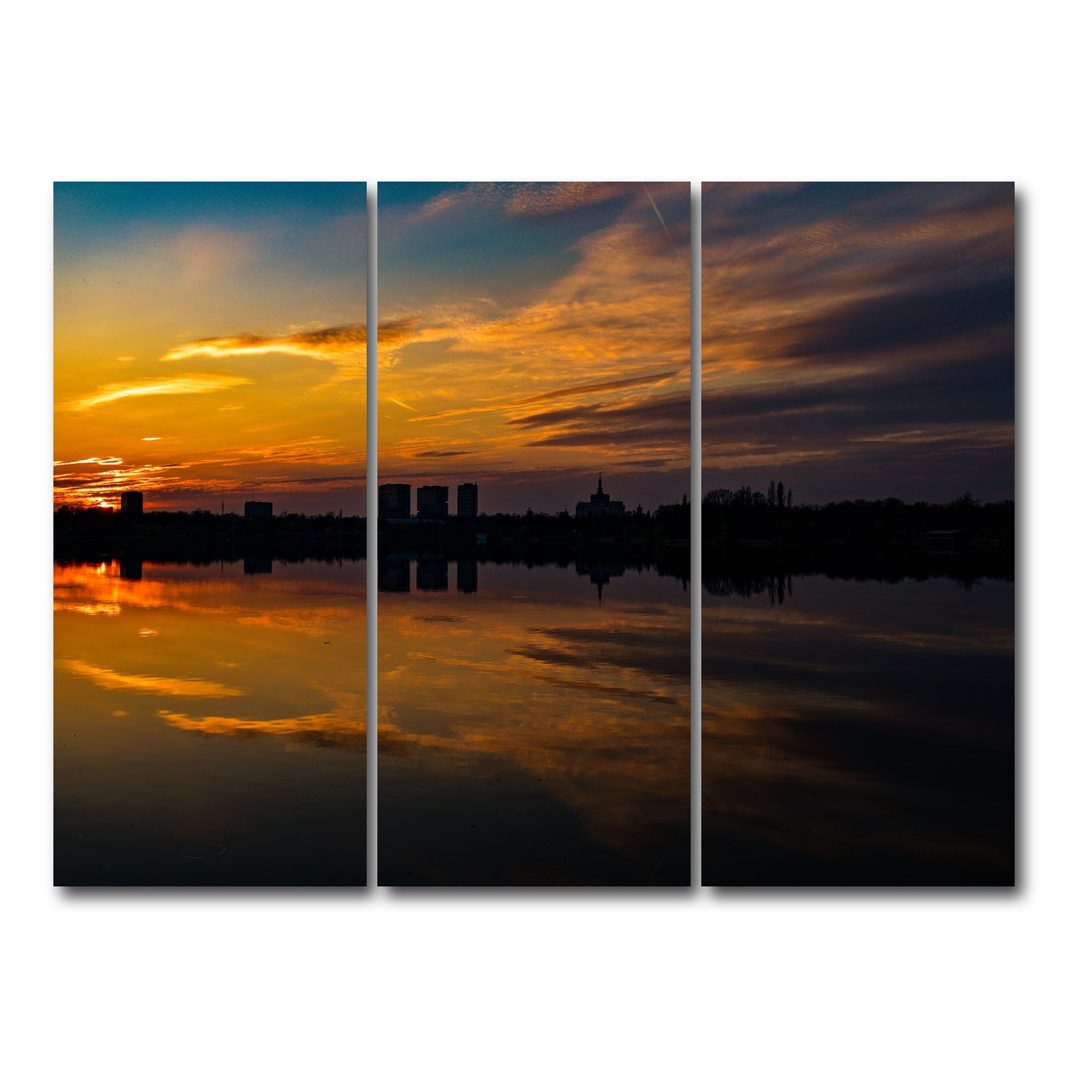 AUTO-MOCKUP WHITE | Bucharest Sunset 4 | 3 Piece | Gallery Wrap Canvas | group=8x18