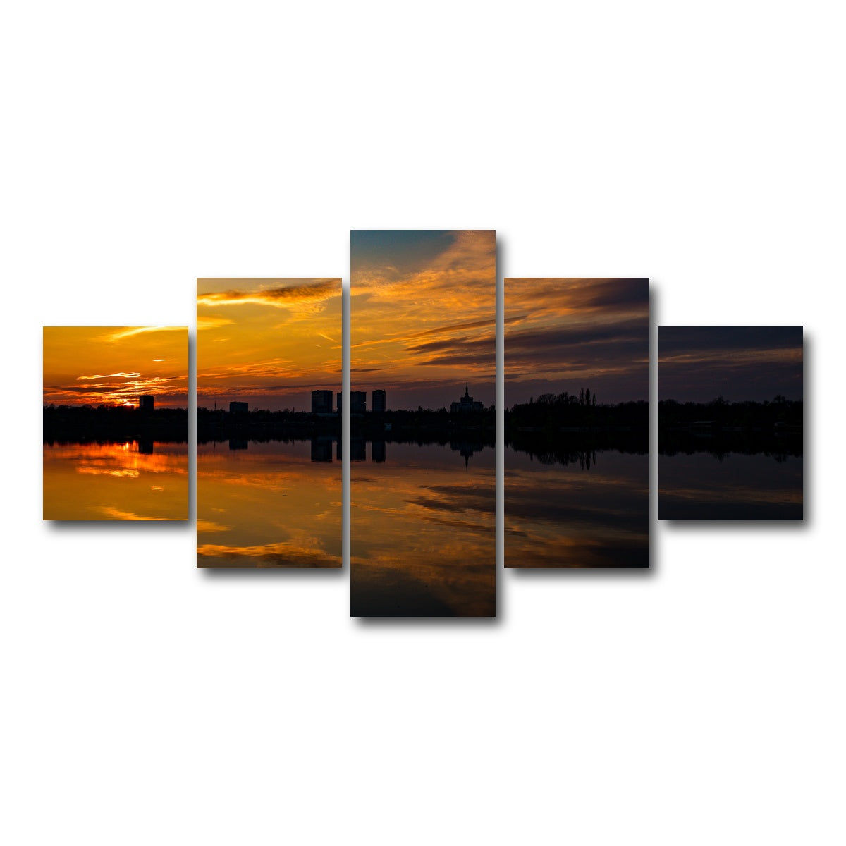 AUTO-MOCKUP WHITE | Bucharest Sunset 4 | 5 Piece | Gallery Wrap Canvas | group=5_short