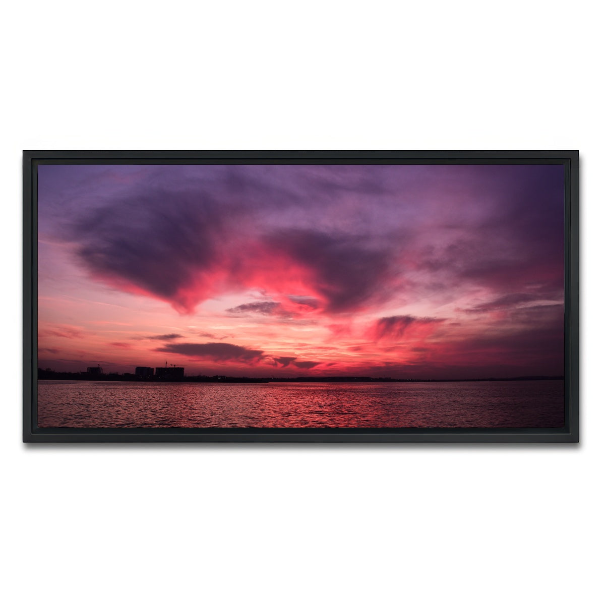 AUTO-MOCKUP WHITE | Bucharest Sunset 5 | 1 Piece | Black Framed Canvas | group=2x1