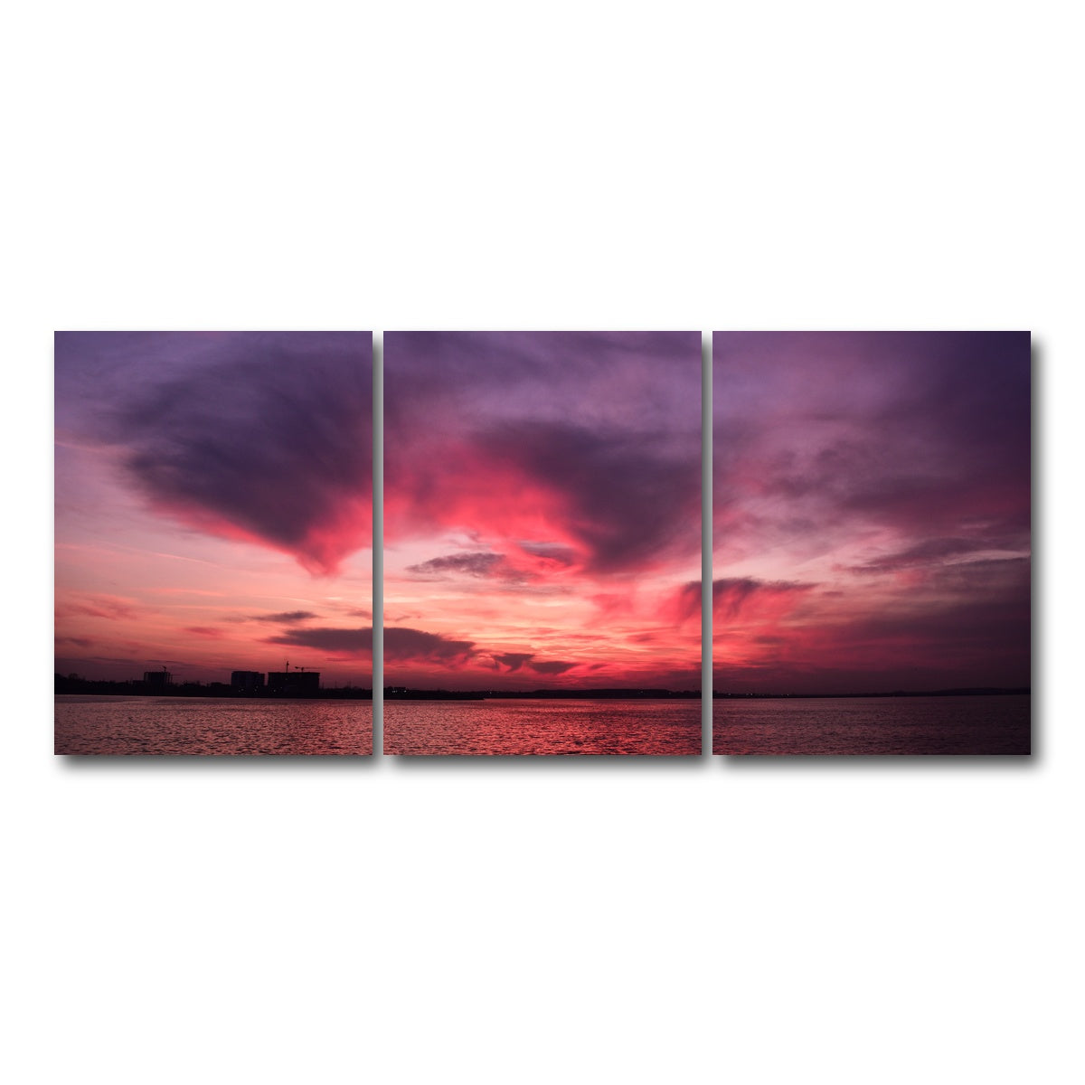 AUTO-MOCKUP WHITE | Bucharest Sunset 5 | 3 Piece | Gallery Wrap Canvas | group=18x24