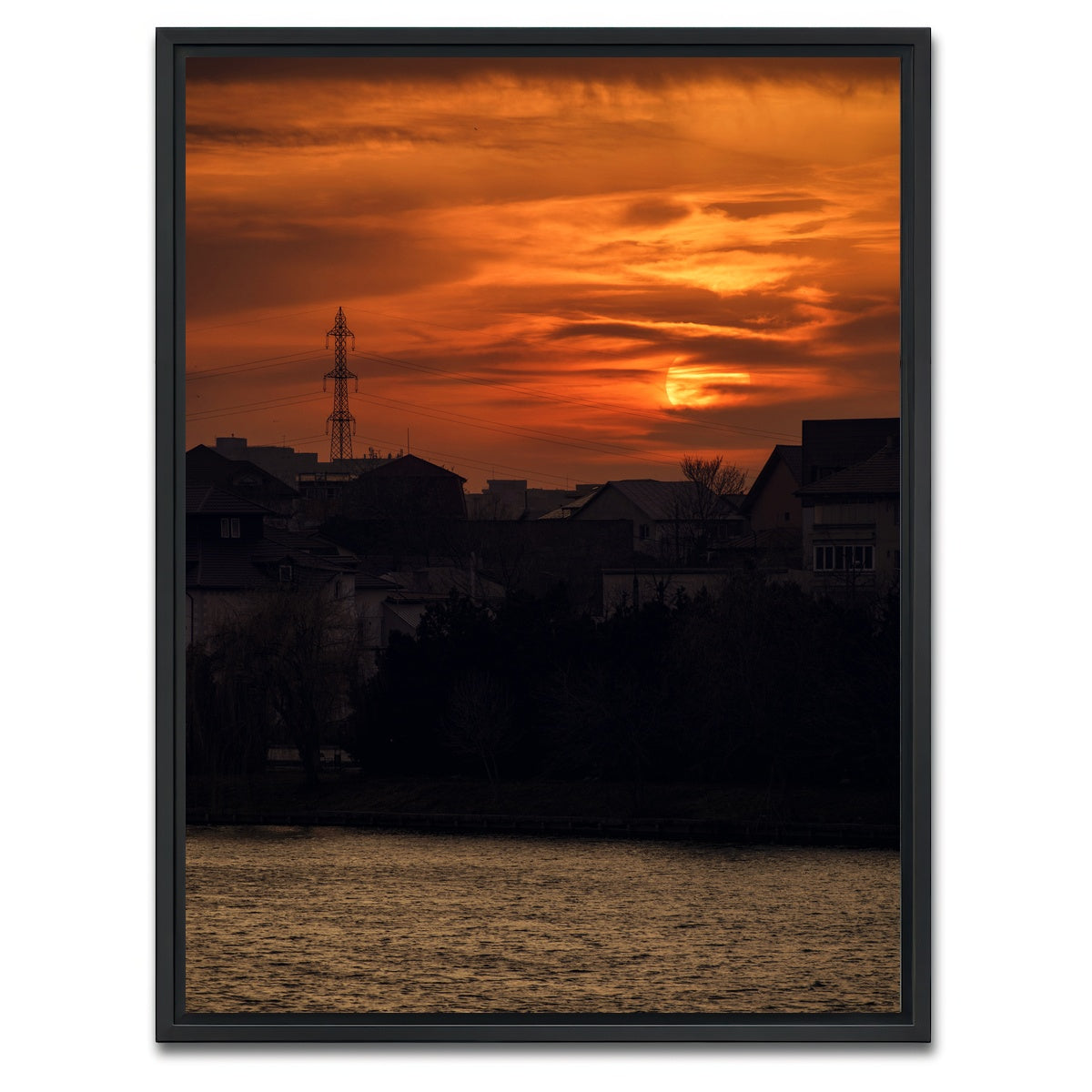 AUTO-MOCKUP WHITE | Bucharest Sunset 6 | 1 Piece | Black Framed Canvas | group=3x4