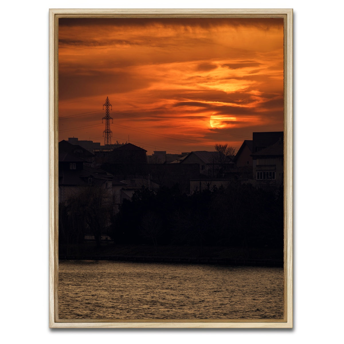 AUTO-MOCKUP WHITE | Bucharest Sunset 6 | 1 Piece | Natural Framed Canvas | group=3x4