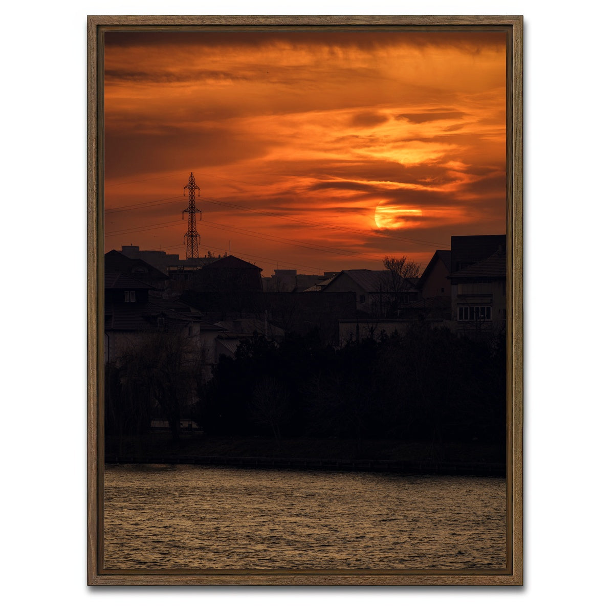 AUTO-MOCKUP WHITE | Bucharest Sunset 6 | 1 Piece | Walnut Framed Canvas | group=3x4
