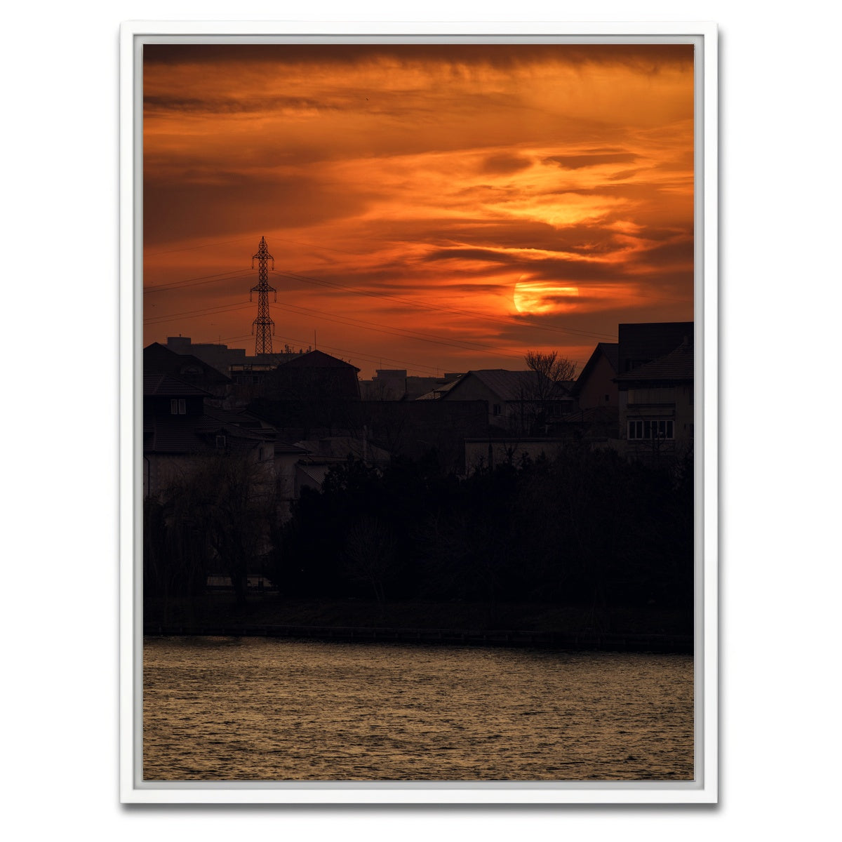 AUTO-MOCKUP WHITE | Bucharest Sunset 6 | 1 Piece | White Framed Canvas | group=3x4